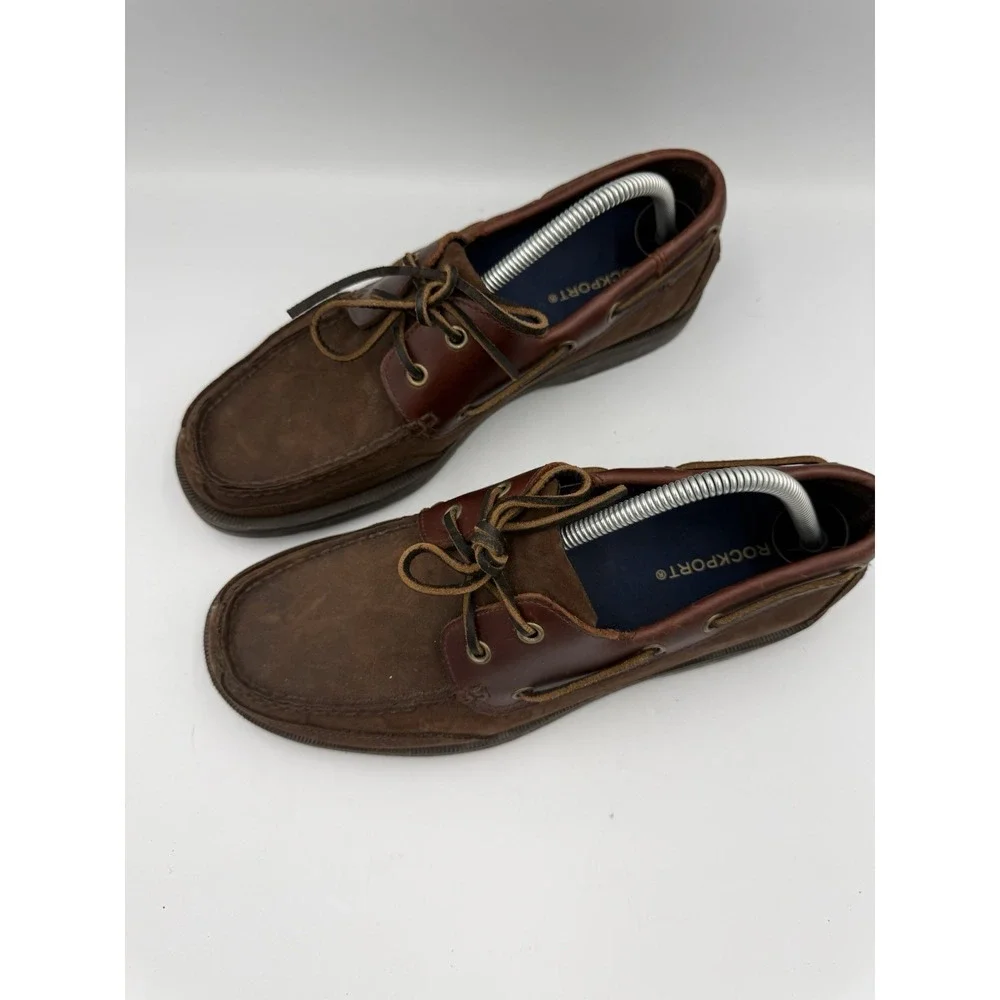 Rockport Brown Leather Boat Shoe Men's Size 9.5M Lace Up Casual Shoe (APM7138D)